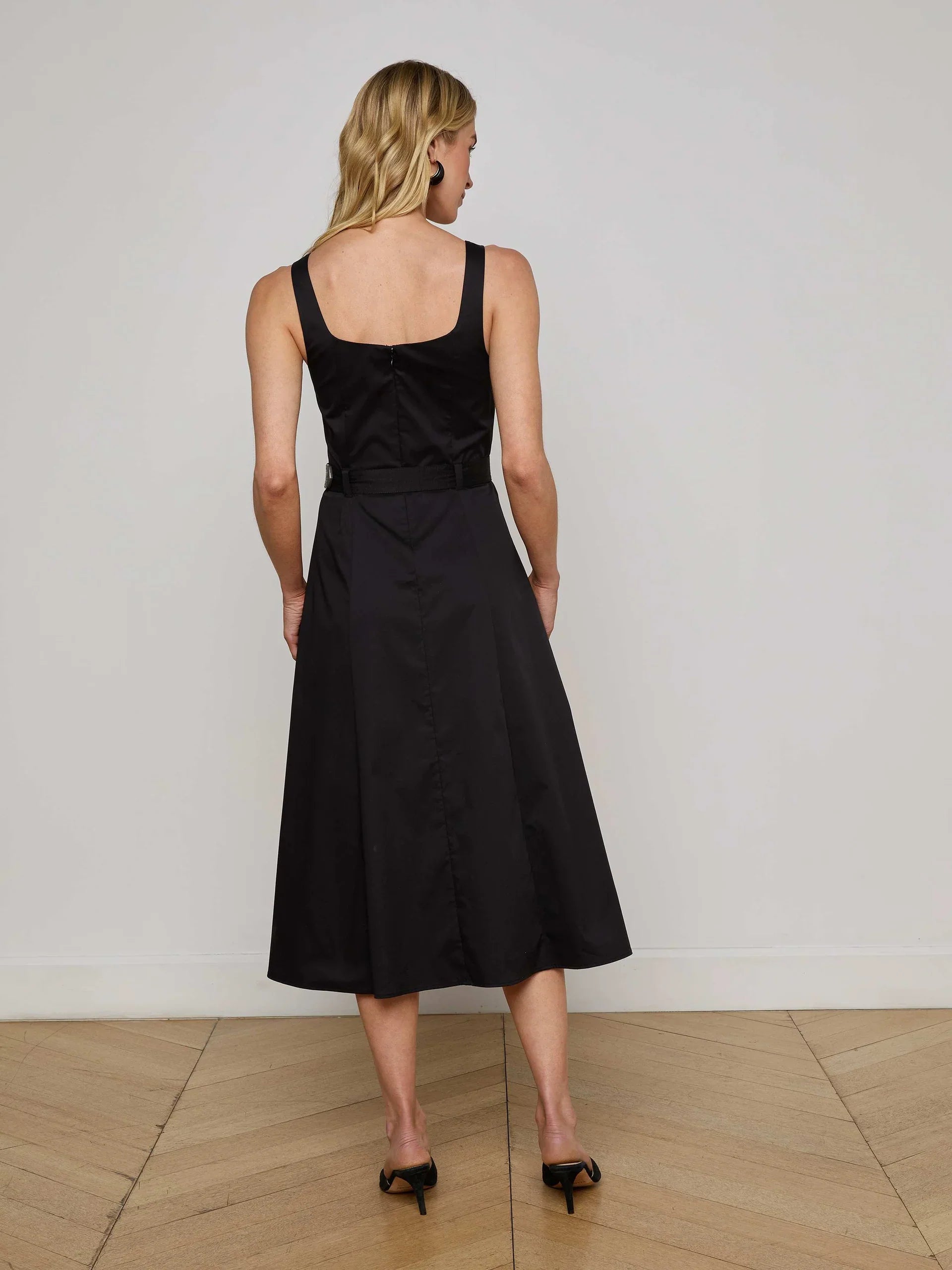 Robe trapèze L'Agence Tazia Col Rond Noire