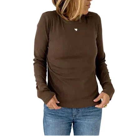 Kerri Rosenthal Long-Sleeve Rib Tee Brown