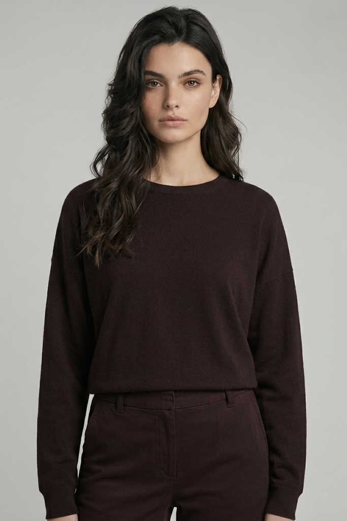Majestic Filatures French Terry Long-Sleeve Crewneck With Banded Hem - Chocolate Mousse