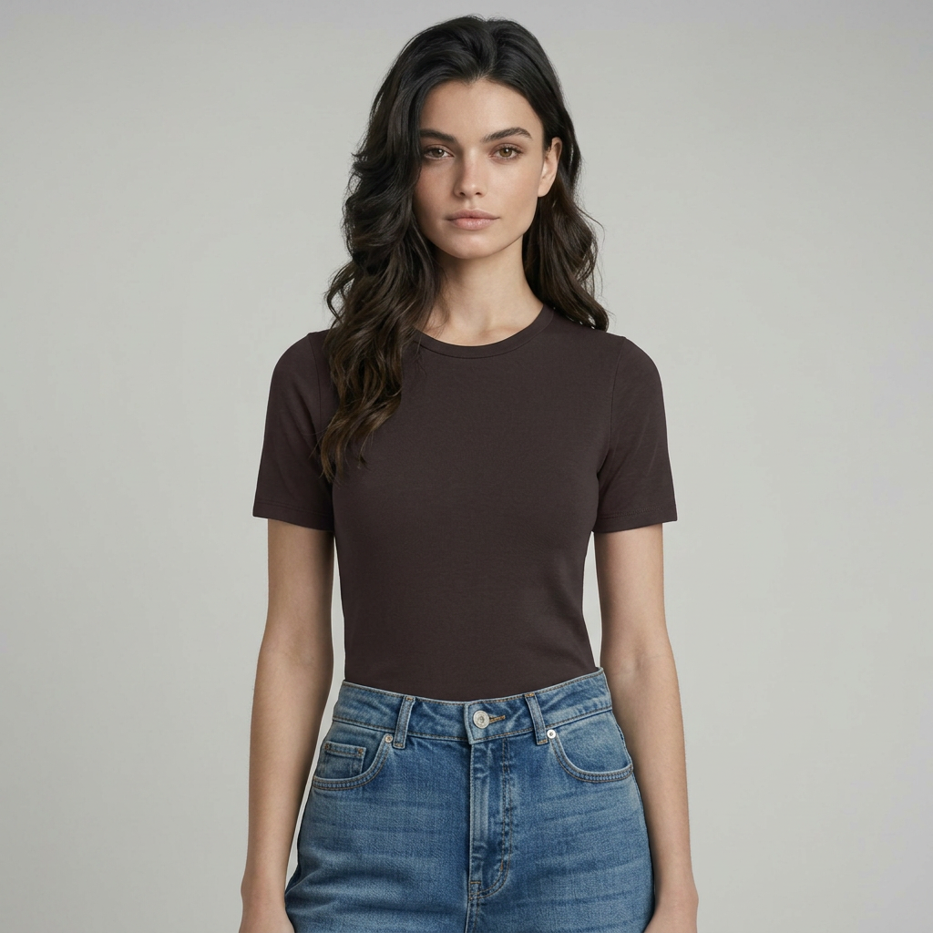 Majestic Filatures T-shirt manches courtes en cachemire 100 % lavable en machine - Mousse au chocolat