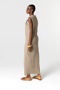 Majestic Filatures Sleeveless Coffee Latte Dress