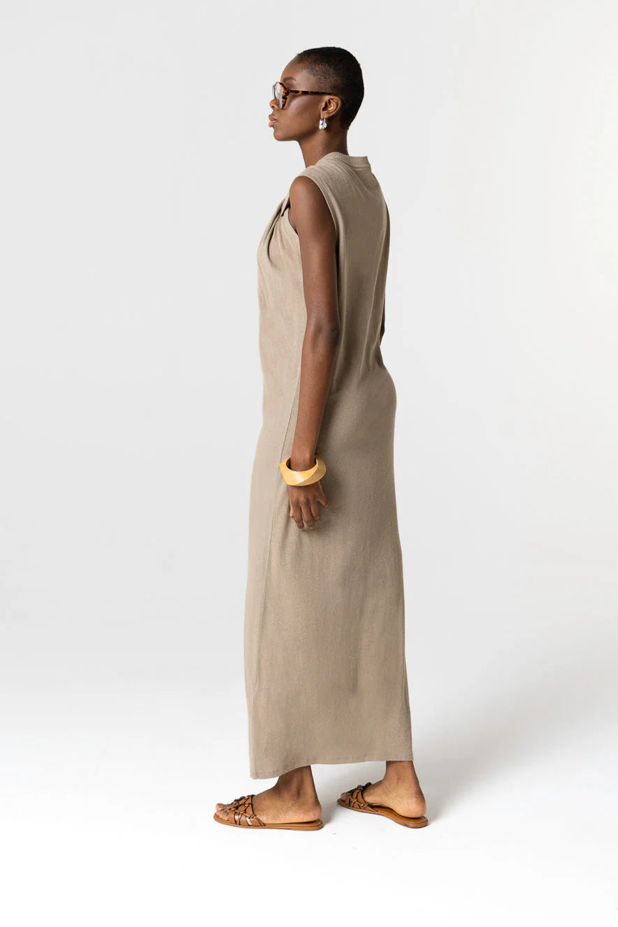 Majestic Filatures Sleeveless Coffee Latte Dress