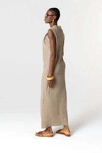 Majestic Filatures Sleeveless Coffee Latte Dress