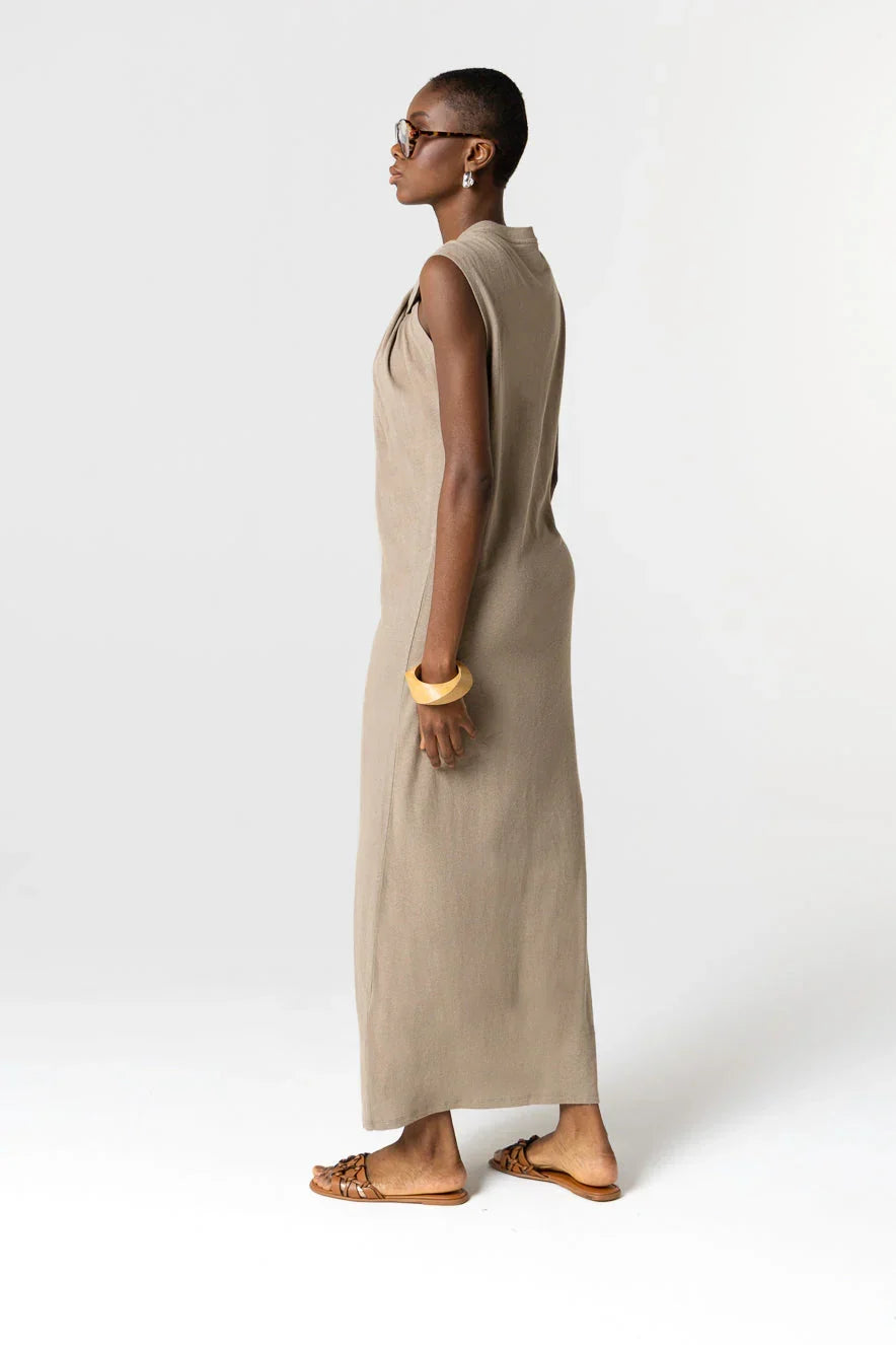 Majestic Filatures Sleeveless Coffee Latte Dress