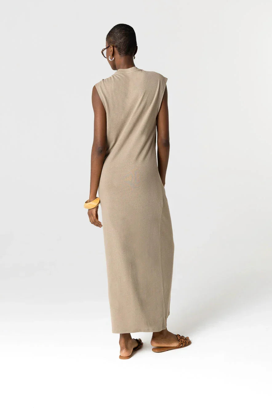 Majestic Filatures Sleeveless Coffee Latte Dress
