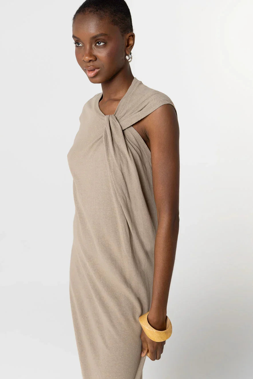 Majestic Filatures Sleeveless Coffee Latte Dress