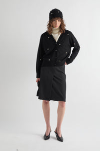 Meimeij Cardigan à col en V avec perles - Noir