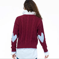 Kerri Rosenthal Maxwork Cable Pullover Sweater Burgundy