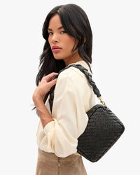 Clare V Shoulder Strap Black Braided Nappa