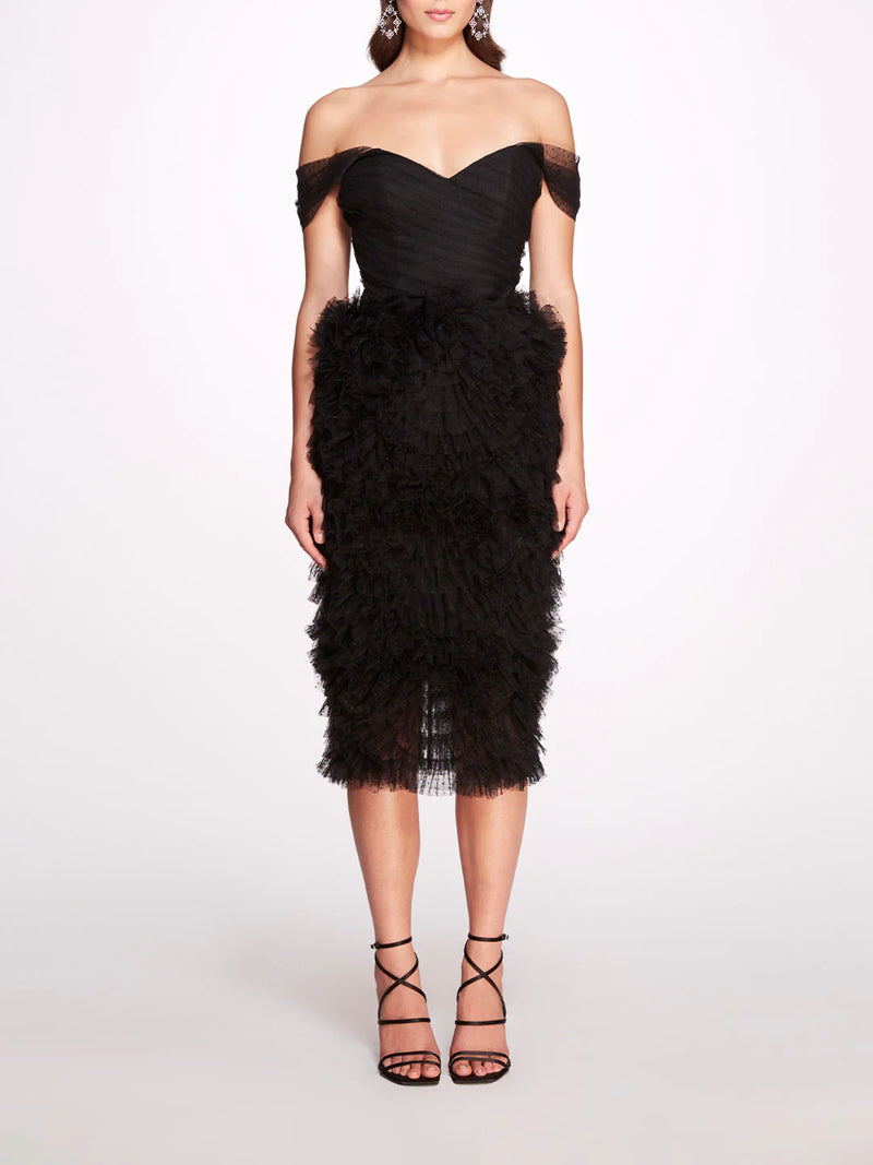 Marchesa Notte Sprinkled Midi Dress – Très Chic Marchesa Notte Sprinkled Midi Dress – Très Chic