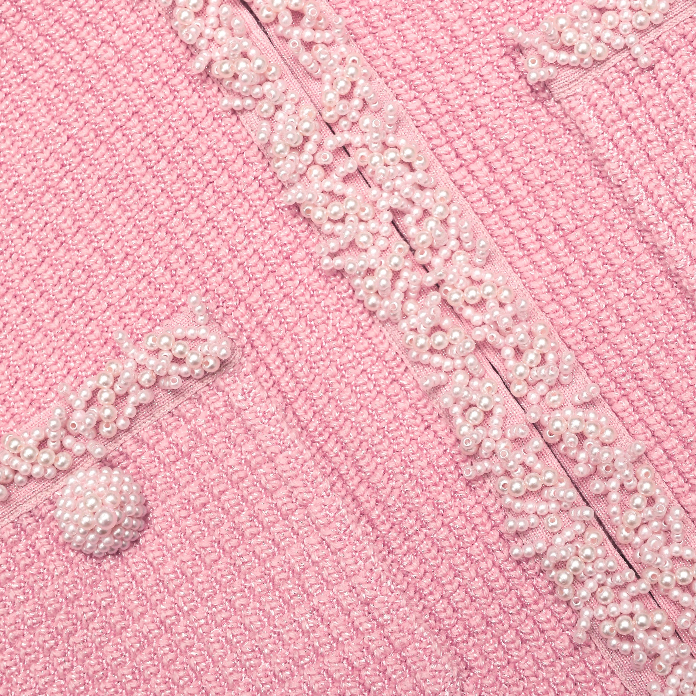 Self-Portrait Pink Peplum Knit Midi Dress