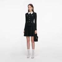 Self-Portrait Black Tailored Knit Mini Dress