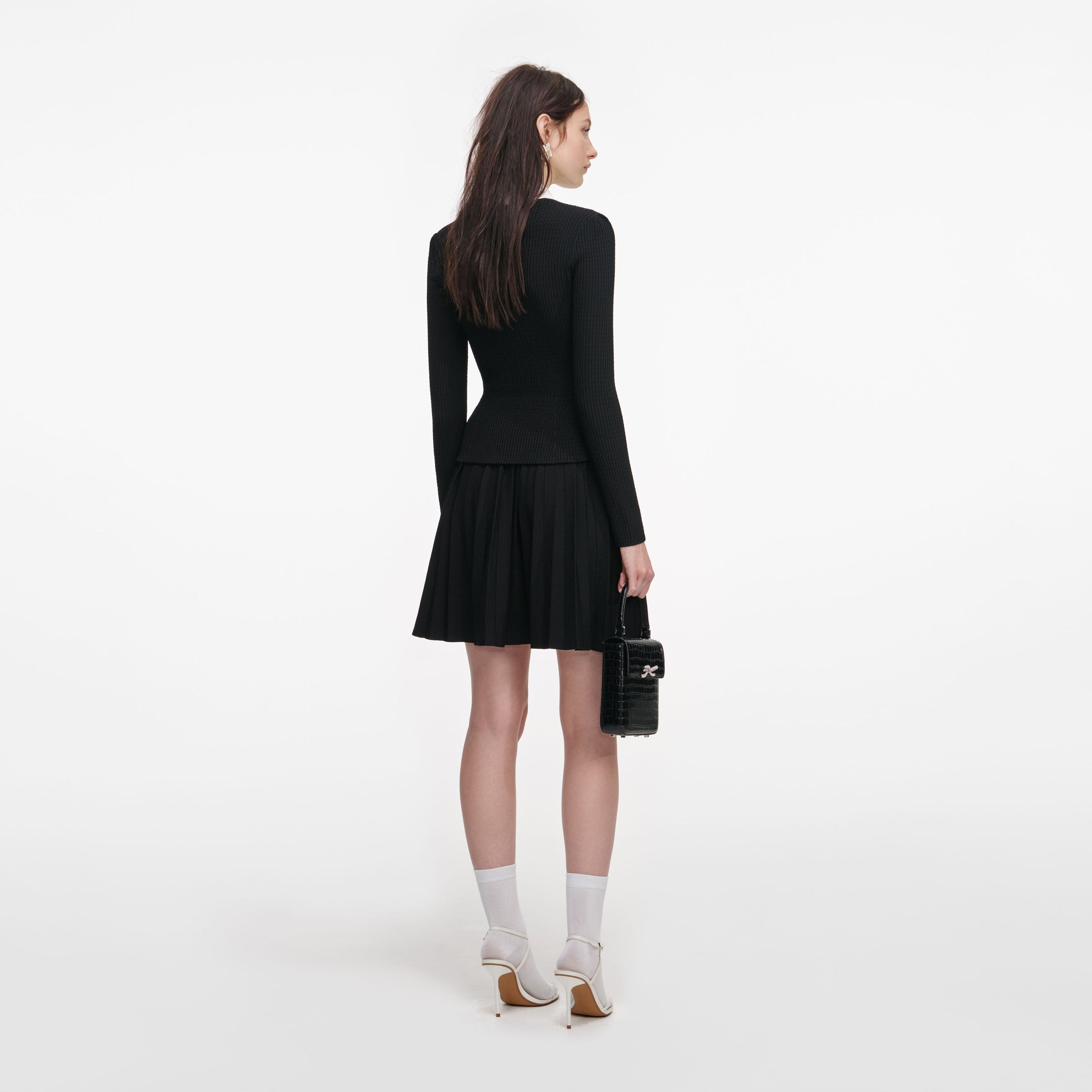 Self-Portrait Black Tailored Knit Mini Dress