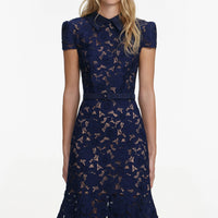 Self-Portrait Navy Guipure Lace Midi Dress