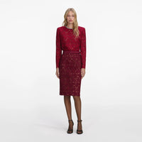 Self-Portrait Burgundy Lace Crystal Trim Top