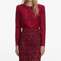 Self-Portrait Burgundy Lace Crystal Trim Top
