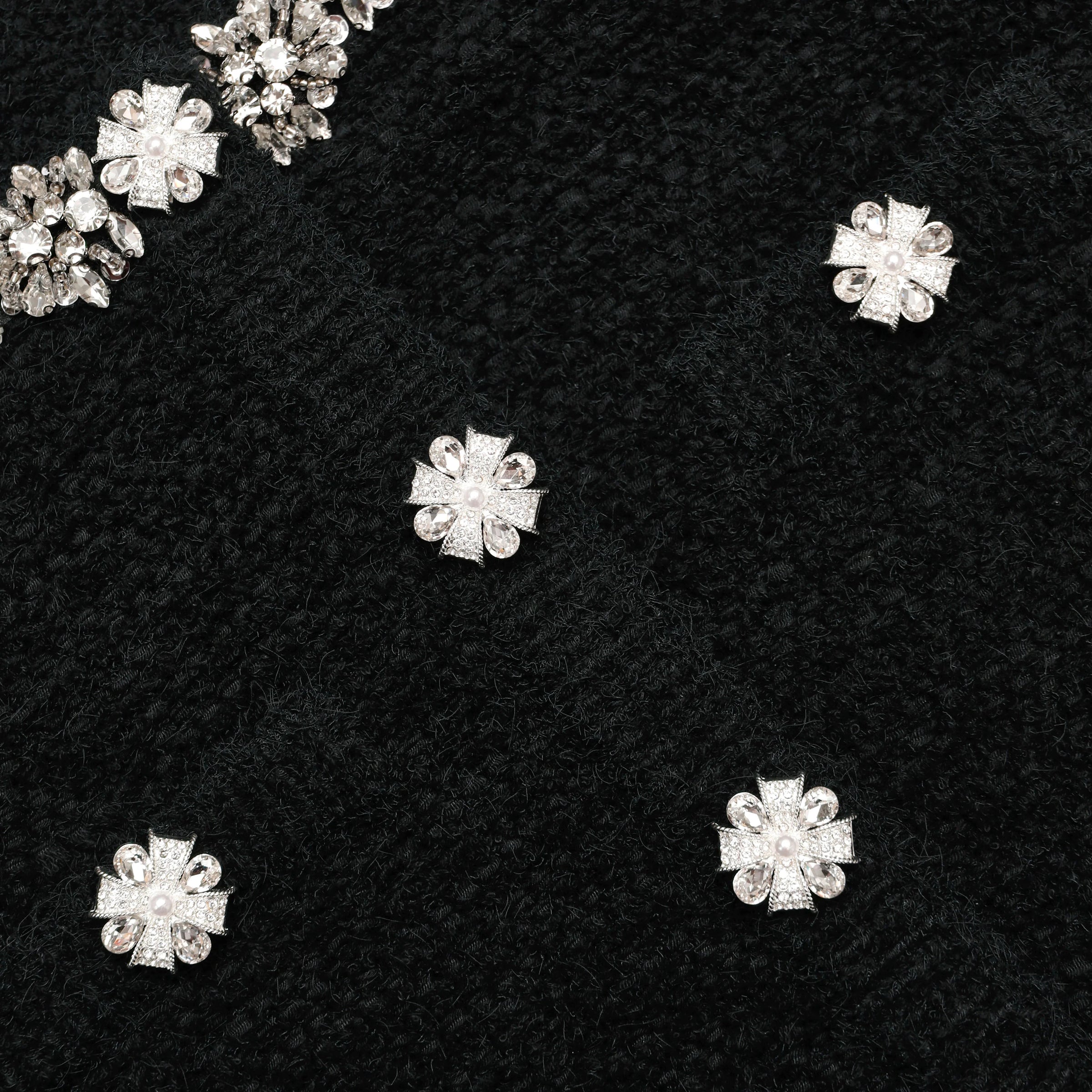 Self-Portrait Black Crystal Trim Cardigan