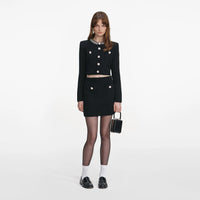 Self-Portrait Black Crystal Trim Cardigan