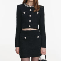 Self-Portrait Black Crystal Trim Cardigan