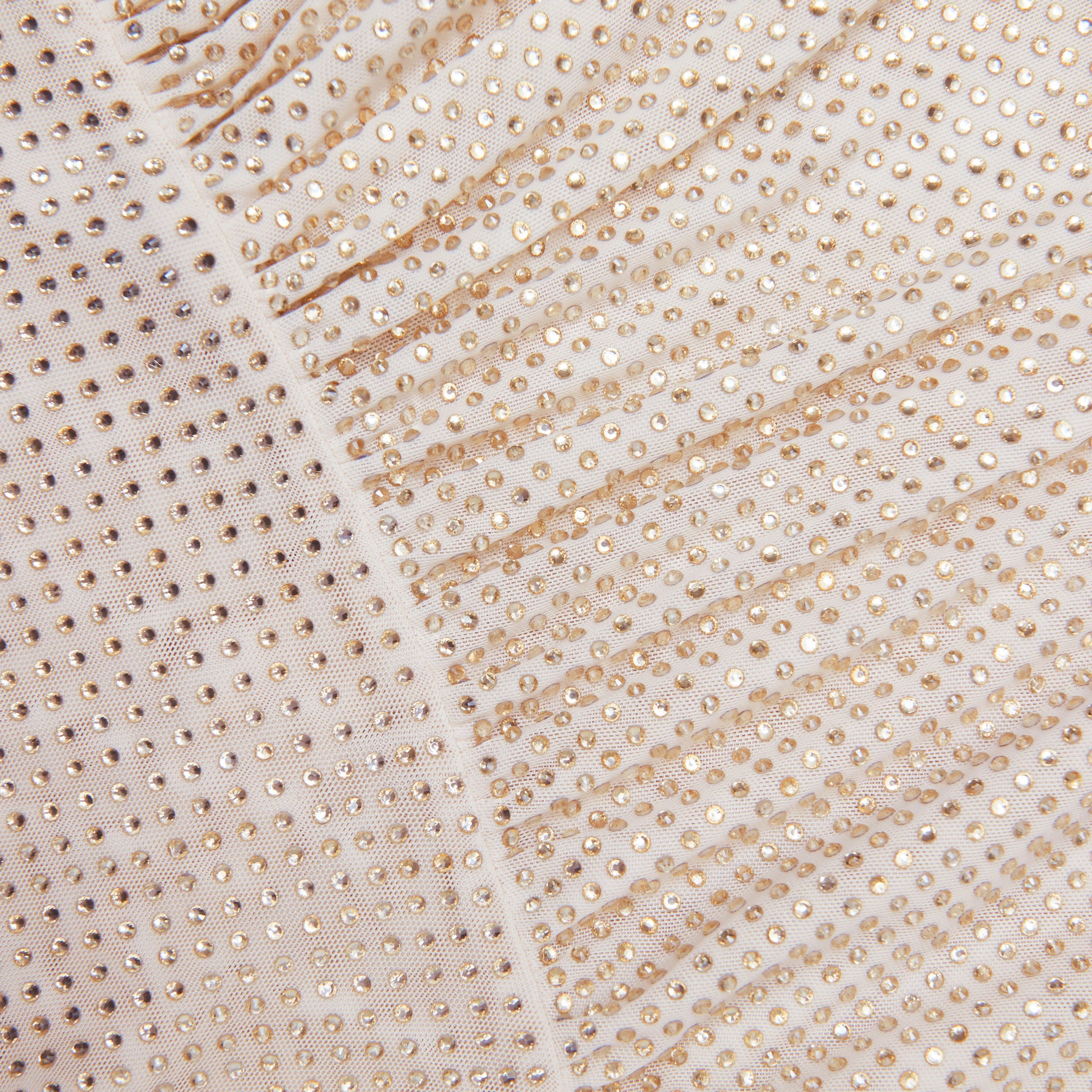 Self-Portrait Champagne Rhinestone Maxi Dress