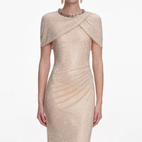 Self-Portrait Champagne Rhinestone Maxi Dress