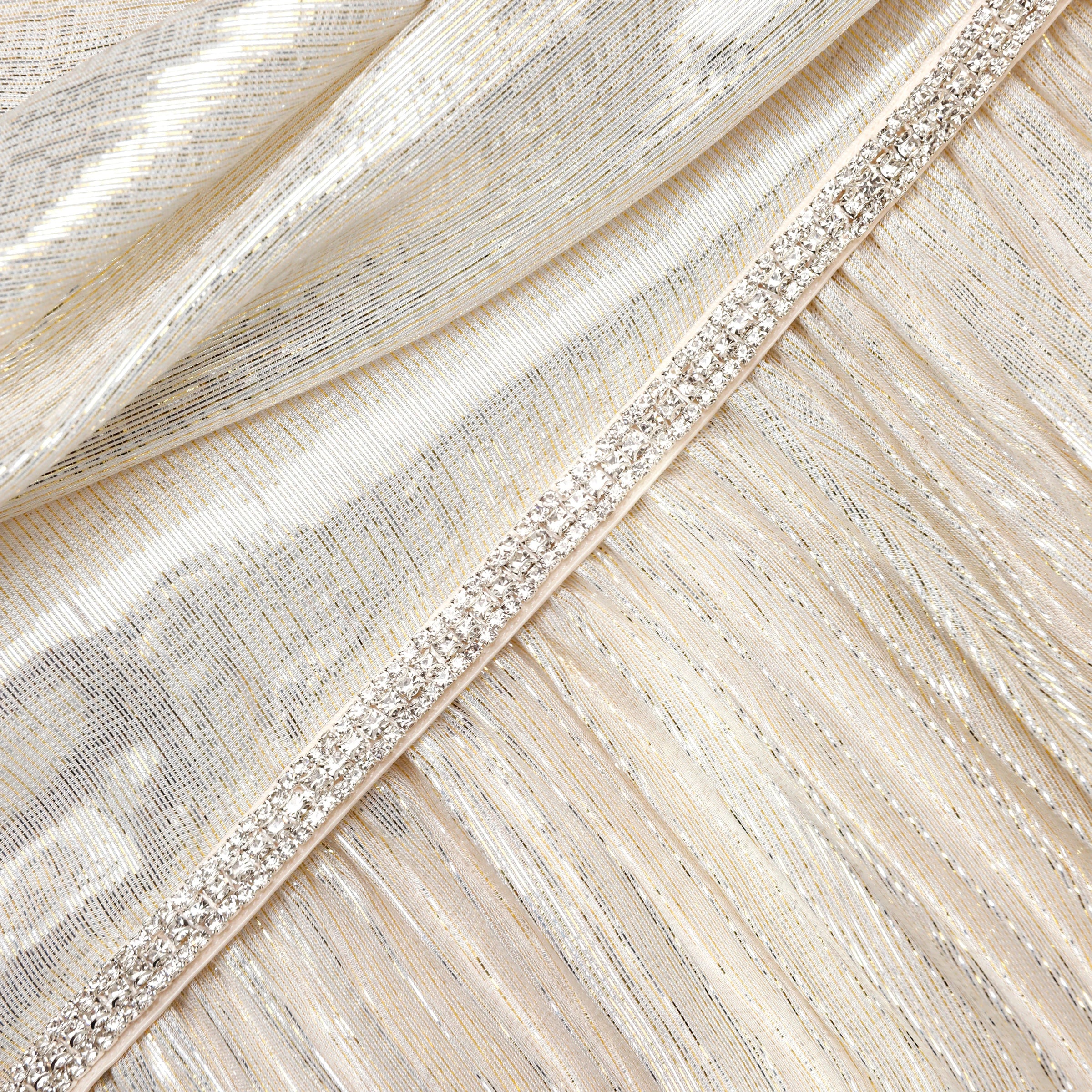 Self-Portrait Champagne Metallic Chiffon Maxi Dress