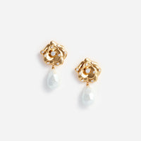 Self-Portrait Gold Flower Pearl Earrings