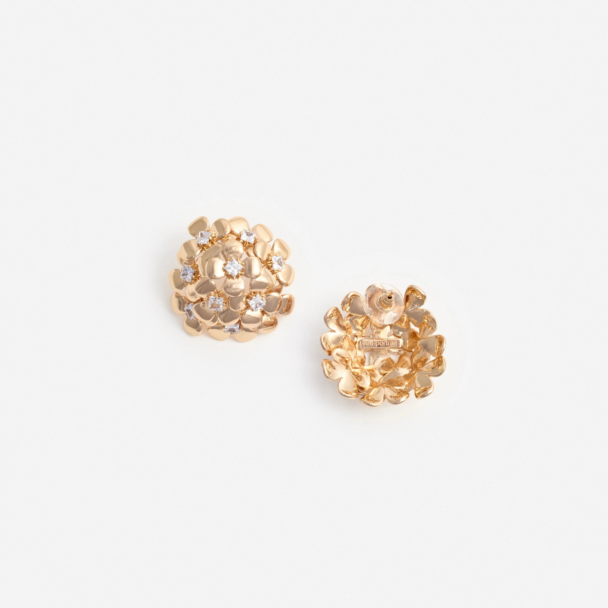 Self-Portrait Gold Flower Cluster Earrings