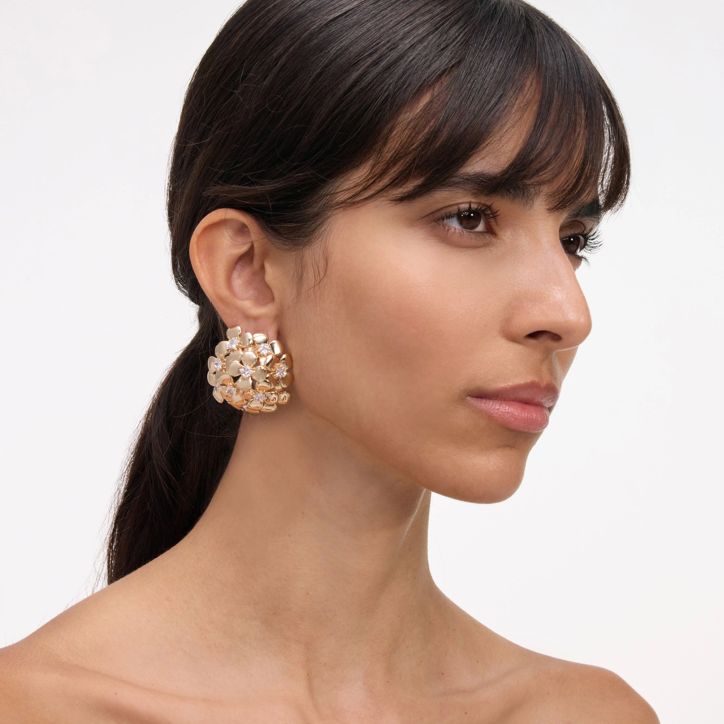 Self-Portrait Gold Flower Cluster Earrings