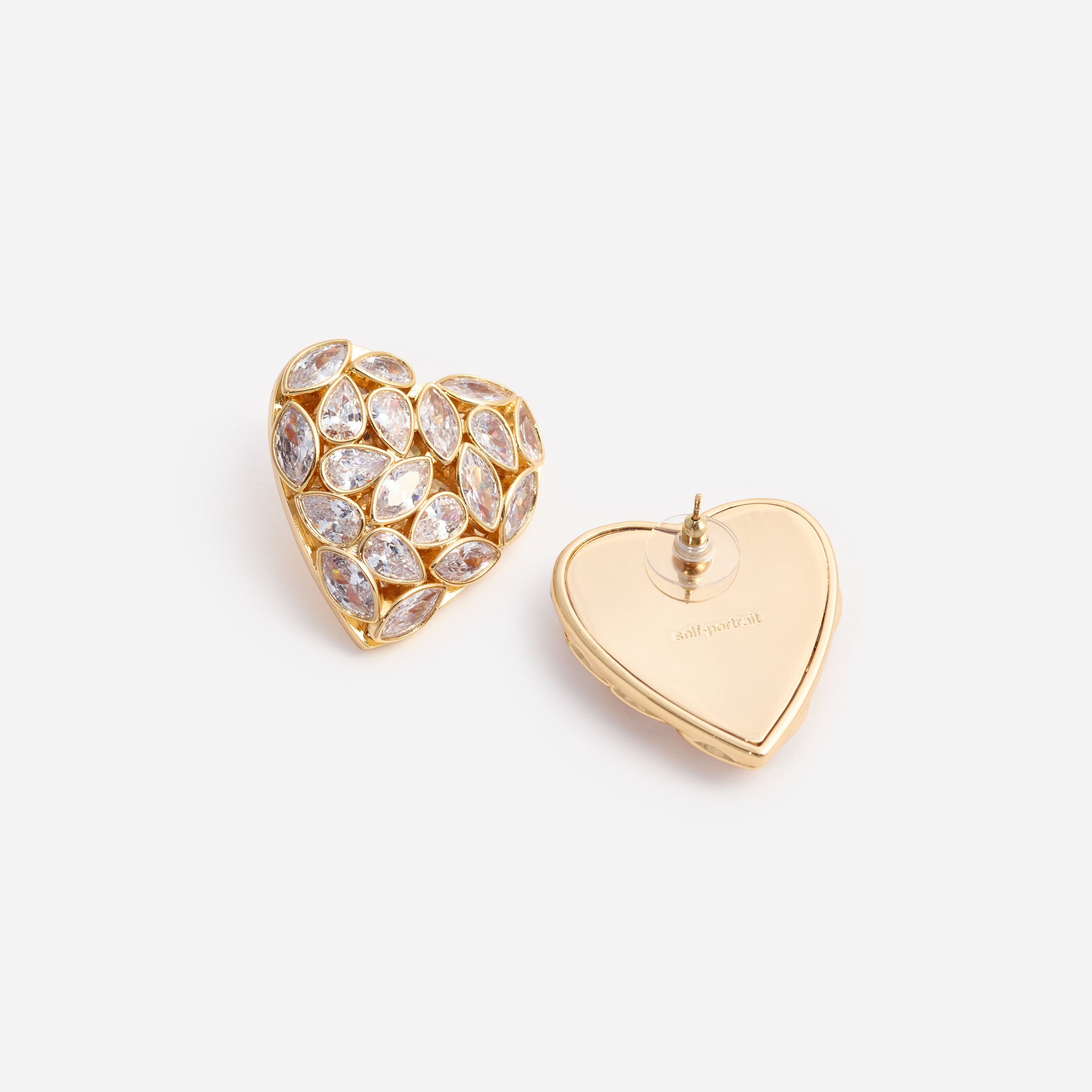 Self-Portrait Embellished Heart Earrings