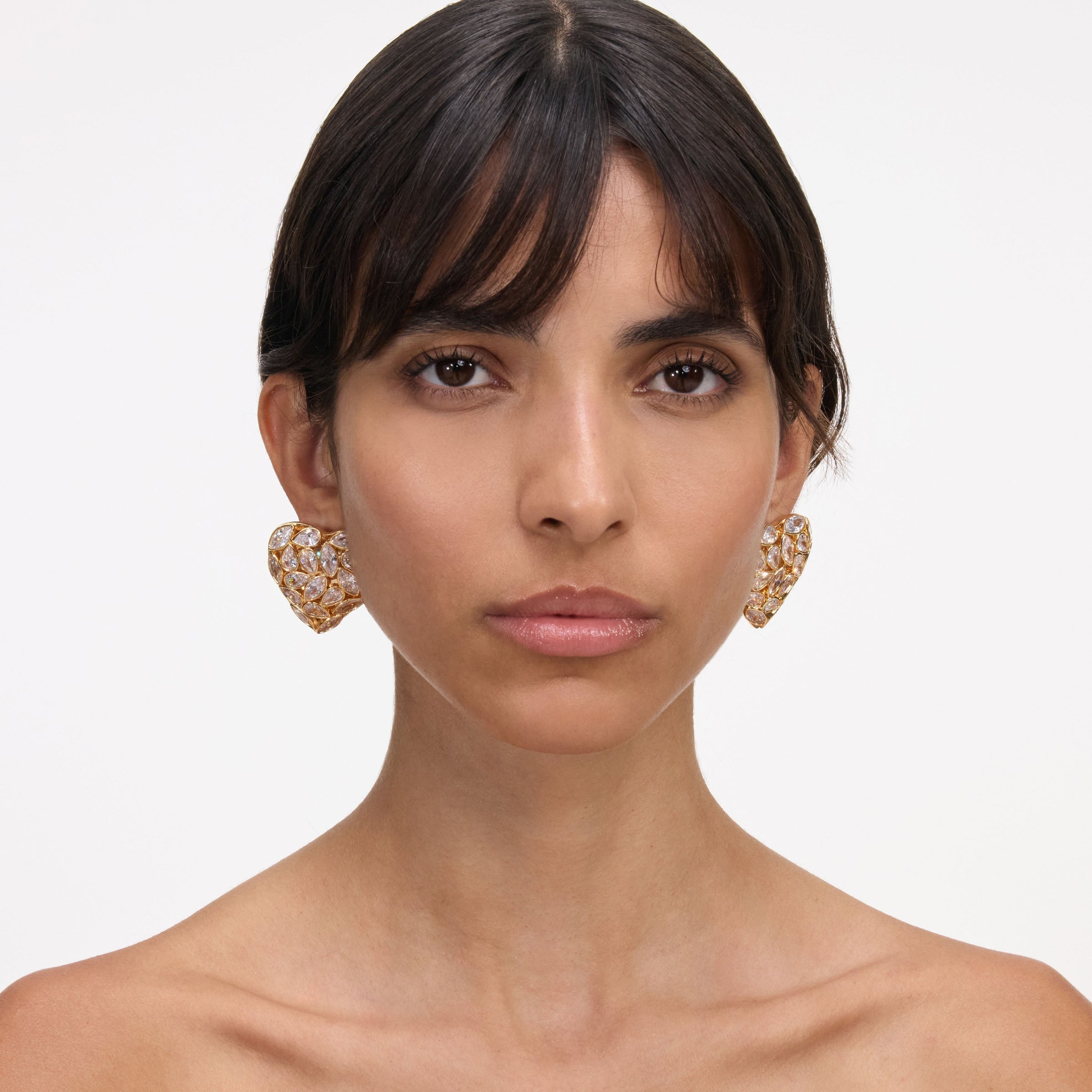 Self-Portrait Embellished Heart Earrings