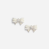 Self-Portrait Pearl Satin Bow Earrings