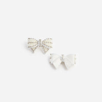 Self-Portrait Pearl Satin Bow Earrings