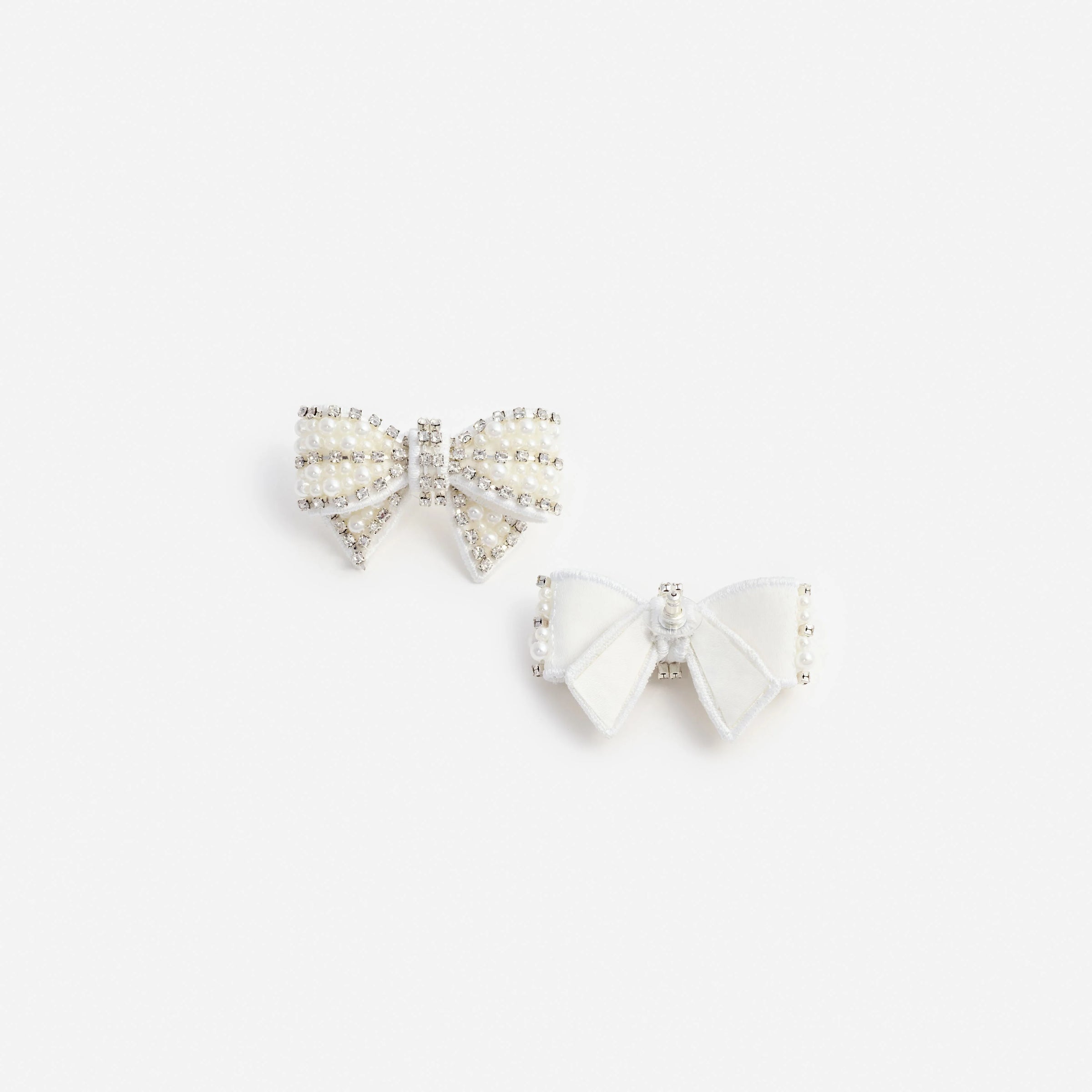 Self-Portrait Pearl Satin Bow Earrings