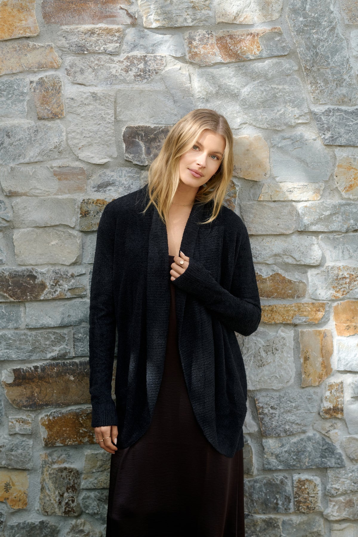 Barefoot Dreams Womens Circle Cardi Black