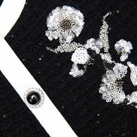 Ensemble veste et jupe en maille florale autoportrait