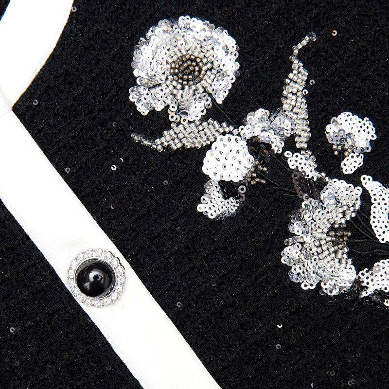 Ensemble veste et jupe en maille florale autoportrait