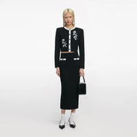 Ensemble veste et jupe en maille florale autoportrait