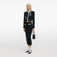 Ensemble veste et jupe en maille florale autoportrait