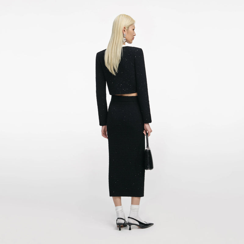 Ensemble veste et jupe en maille florale autoportrait