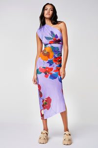 Smythe One Shoulder Dress in Poppy Print