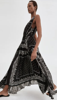 Smythe Drawstring Maxi Dress Black White
