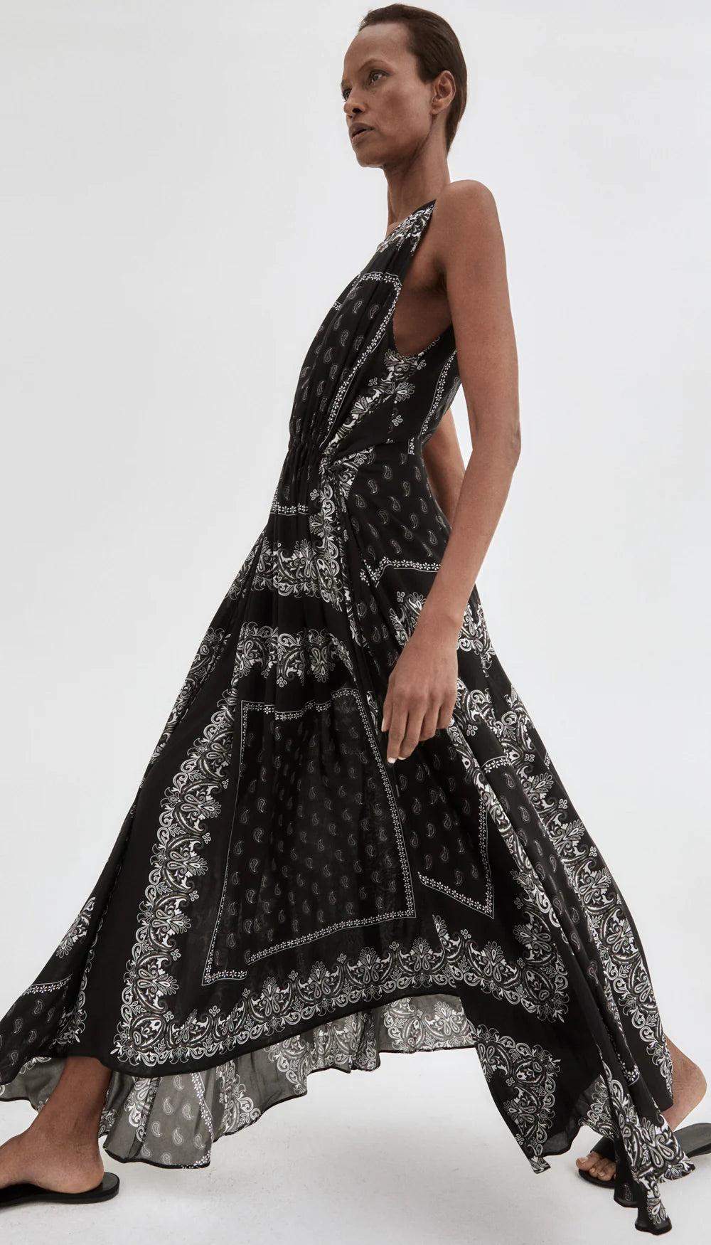 Smythe Drawstring Maxi Dress Black White