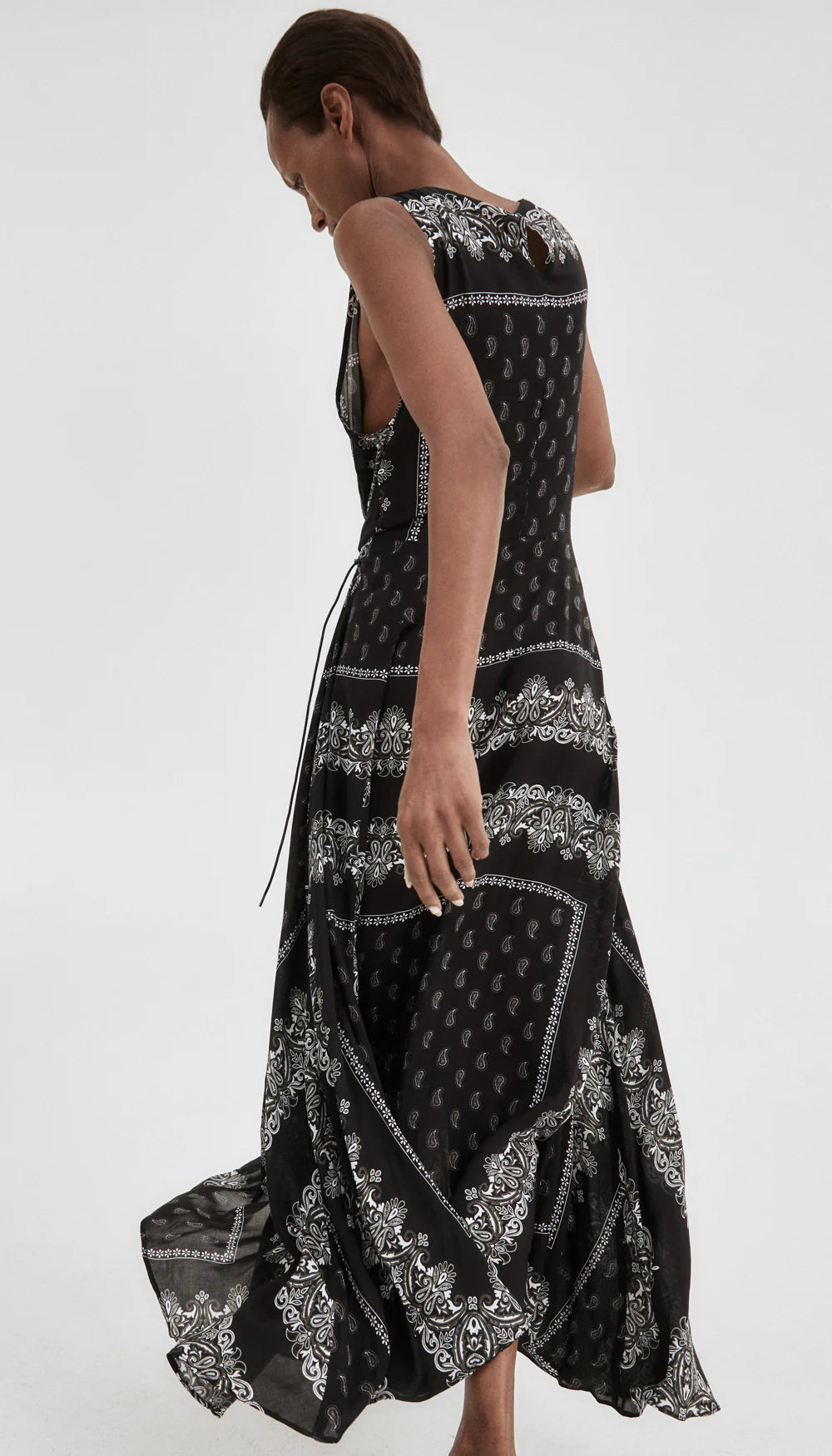 Smythe Drawstring Maxi Dress Black White