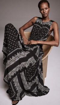 Smythe Drawstring Maxi Dress Black White