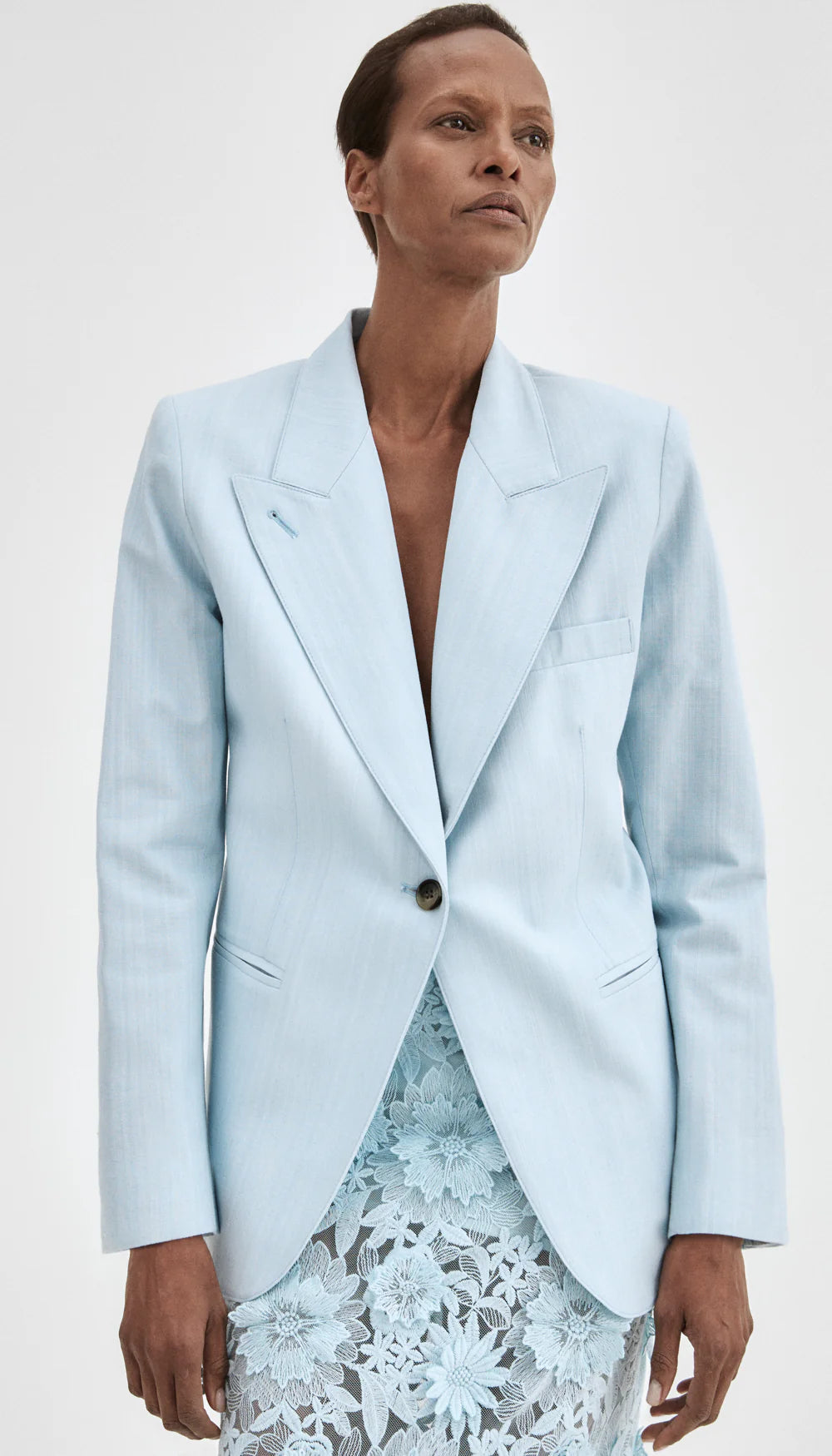 Smythe Applique Pencil Skirt Blue