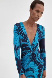 Smythe Waist Knot Dress Blue