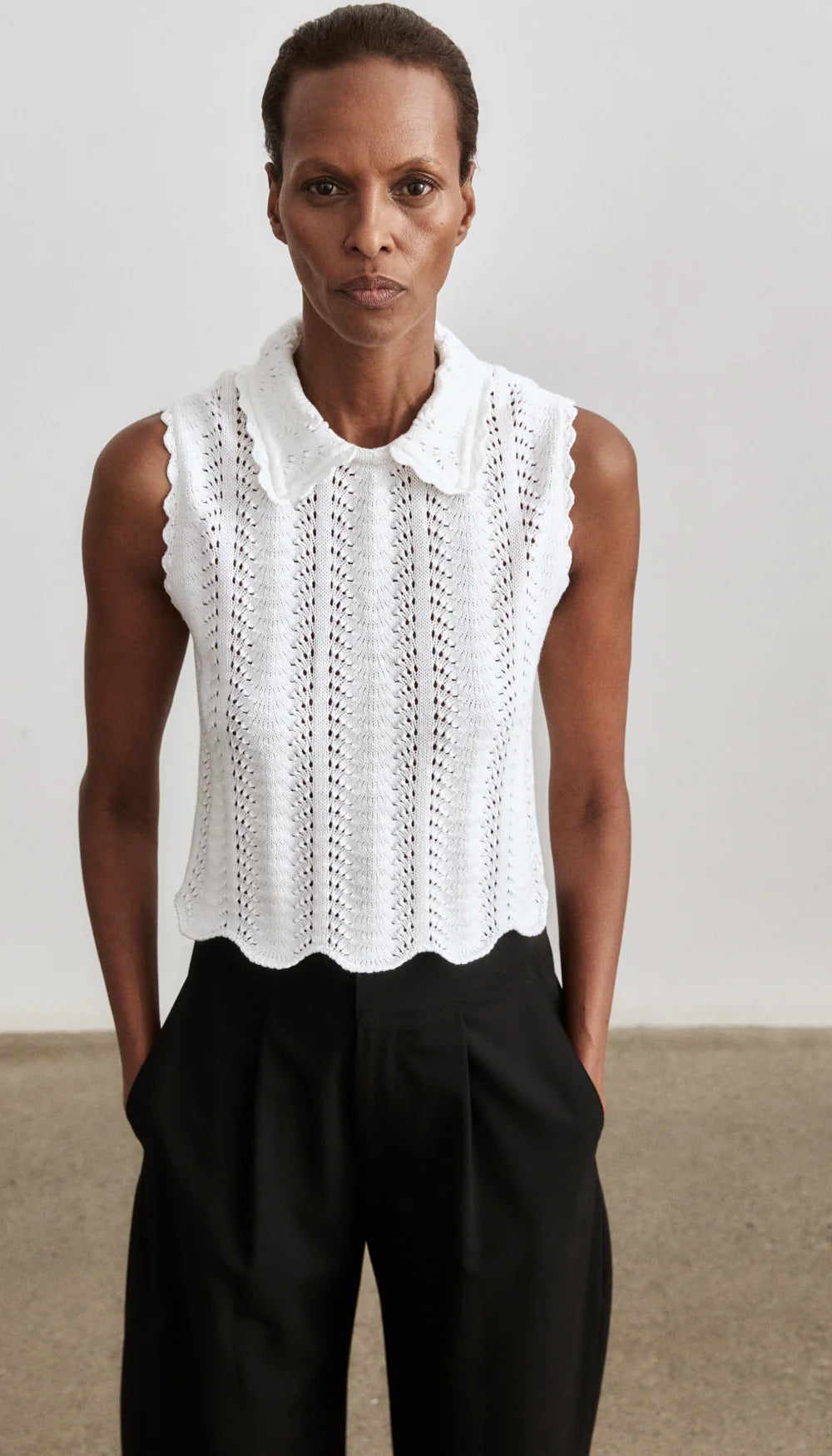 Smythe Club Collar Crochet Tank White