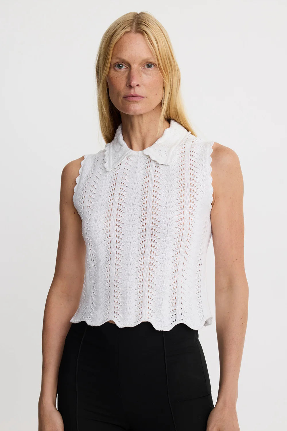 Smythe Club Collar Crochet Tank White