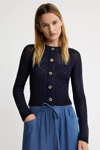 Smythe Crochet Cardigan Navy